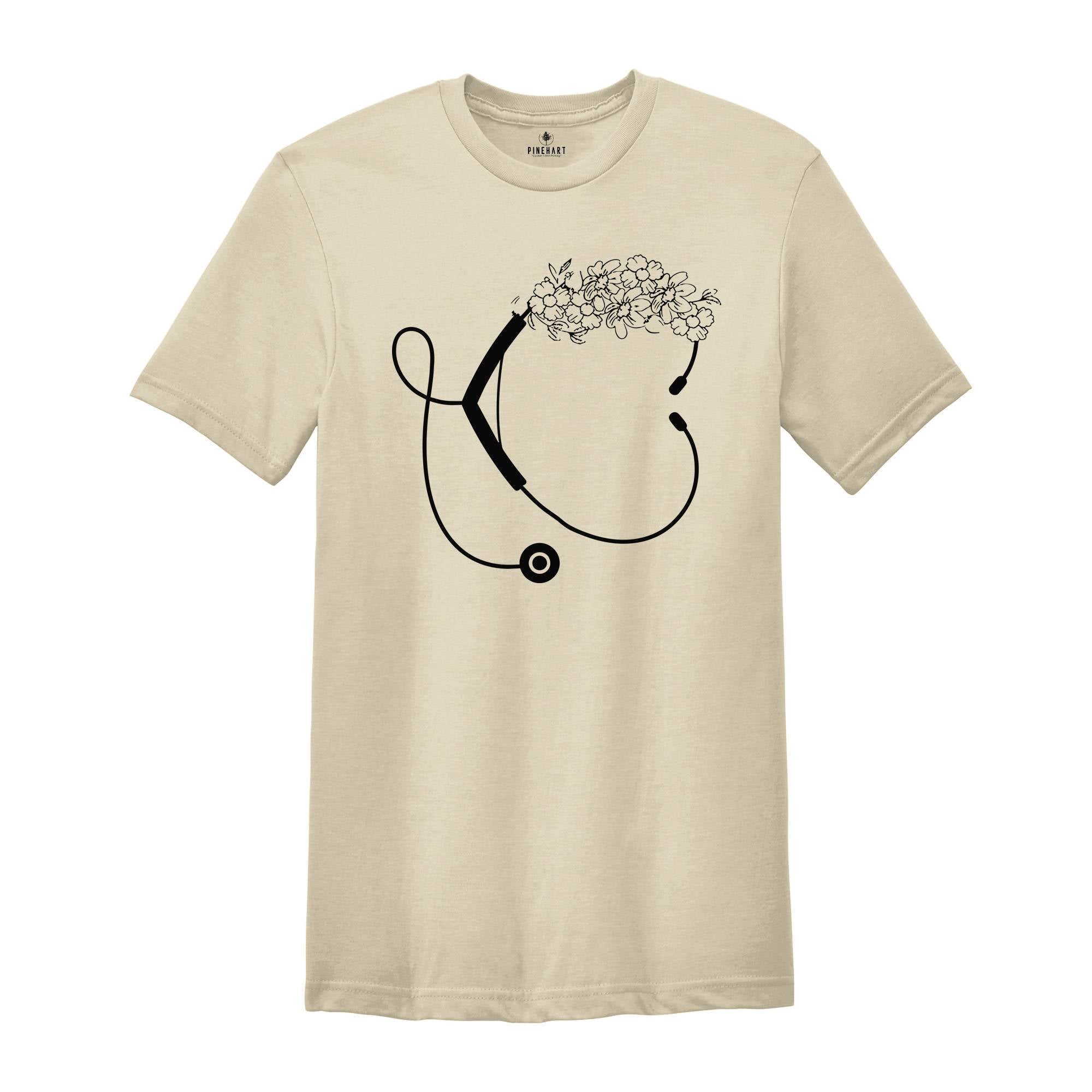 Floral Stethoscope Shirt, Stethoscope T-Shirt, Healthcare Worker Tee, Floral Nurse Shirt, Nursing School Gift, Medical Assistant