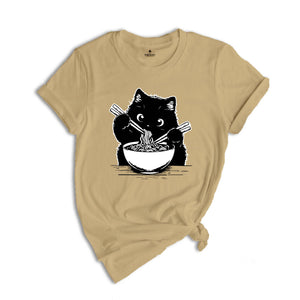 Noodle Cat Shirt, Ramen Cat Shirt, Cat T-Shirt, Cat Mom Shirt, Cat Lover Shirt, Animal Lover Shirt, Cat Lovers Tee, Gift for Mom