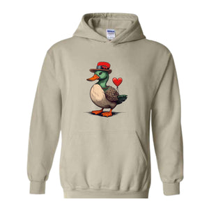 Valentine Mallard Duck Sweatshirt, Hunting Valentine's Day Hoodie, Valentine's Day Hoodie, Valentines Day Gift, Cute Valentine Hoodie