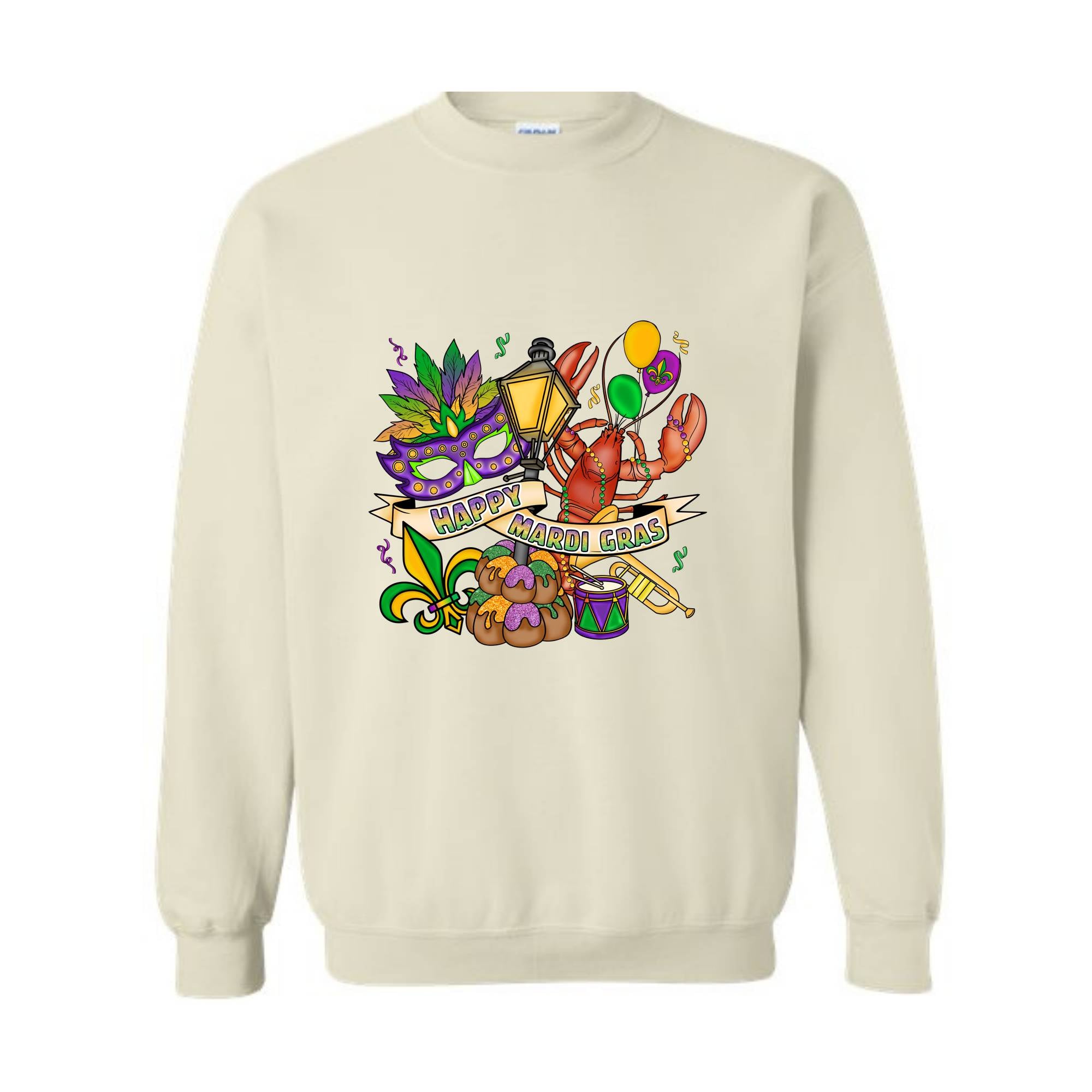 Mardi Gras Theme Sweatshirt, Festival Ready Hoodie, Colorful Carnival Sweater, Party Wear, Mardi Gift