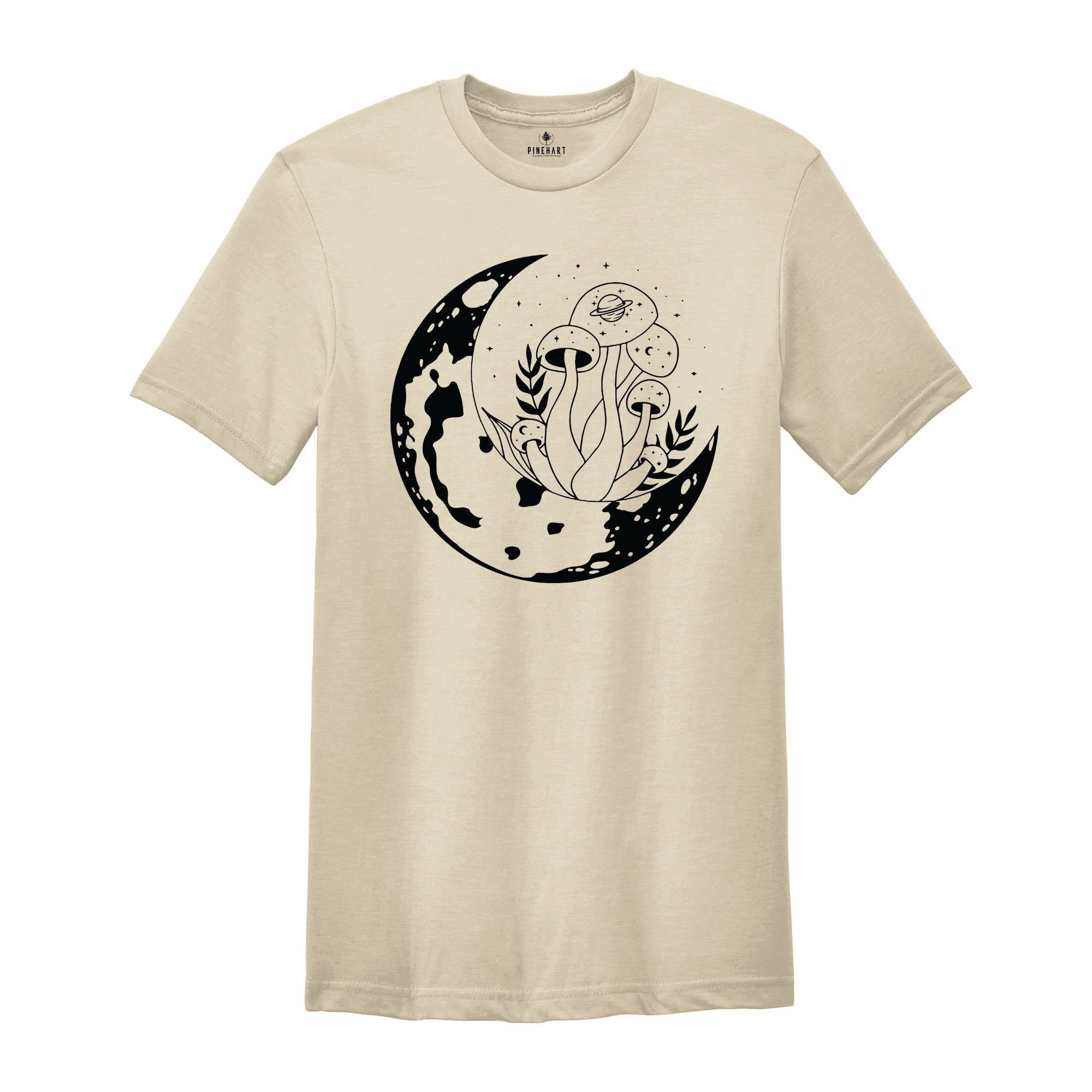 Mushroom Shirt, Witchy Mushroom Shirt, Mystical Mushroom T-shirt, Moon Phase Shirt, Moon with Magic Mushroom Shirt, Mushroom Tee Gift