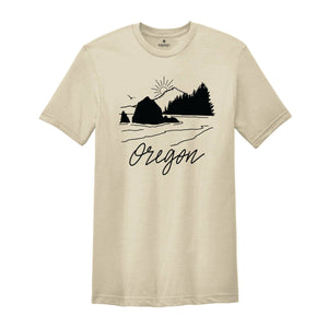 Oregon Mountain Sunset Shirt, Oregon State Shirt, Sun and Trees, Oregon State Shirt, Portland Oregon Shirt, Travel Shirt, Oregon Gift Shirts