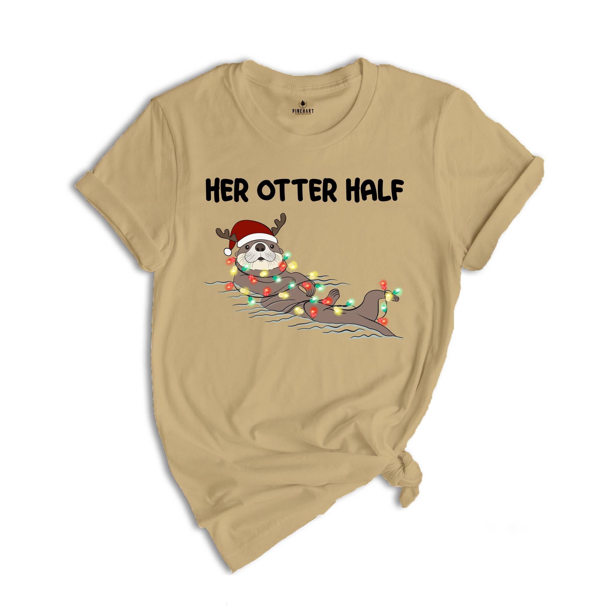 His and Her Otter Half Christmas T-Shirt, Couples Christmas Shirt, Funny Matching Couples Christmas Pajamas, Mr Mrs Christmas Shirts