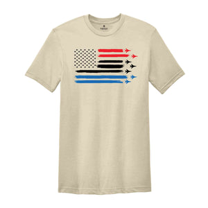 Red White Blue Air Force Flyover 4th July Printing T-shirt, 4th Of July Shirt, American Flag Tote Bag, Patriotic Family Gift