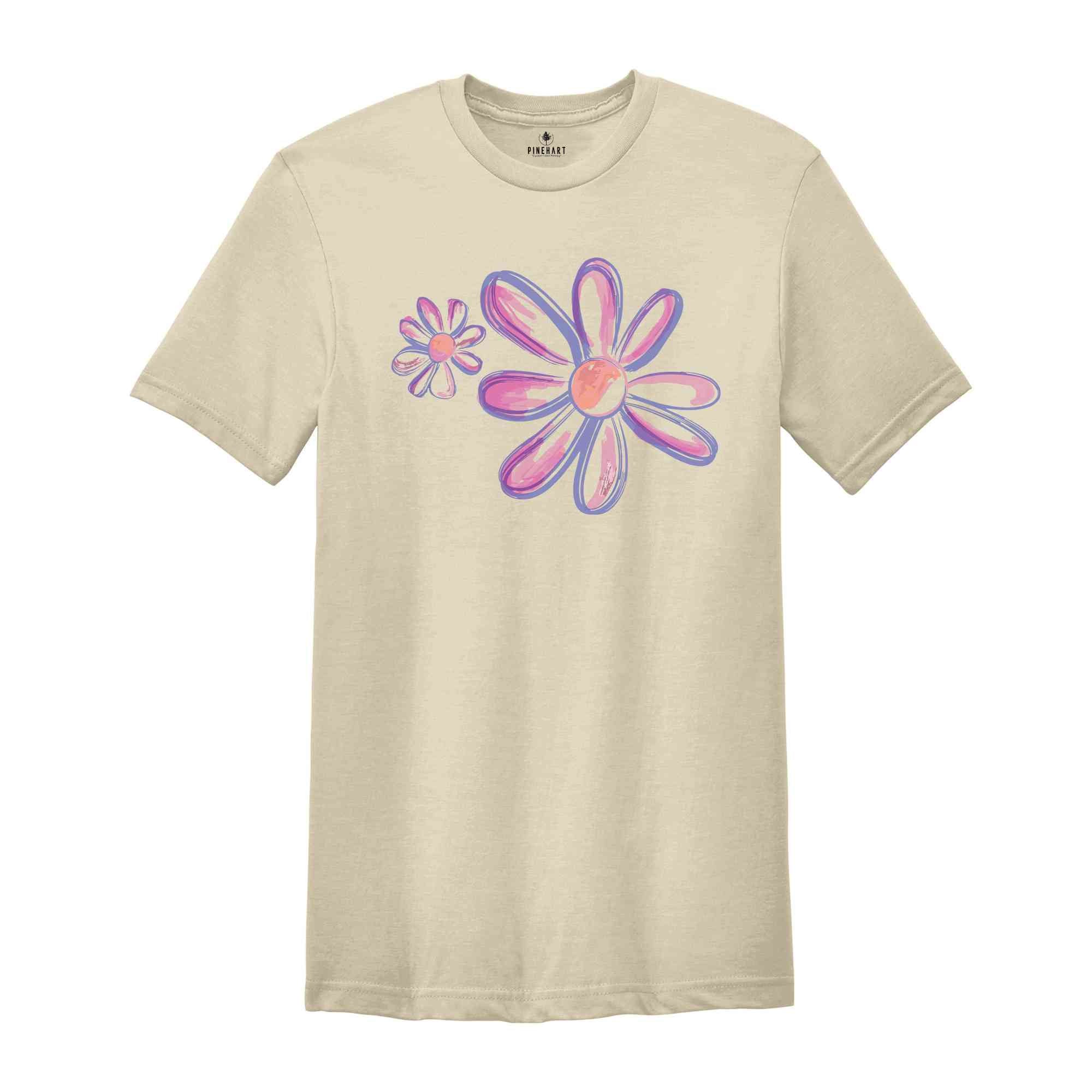 Daisy T-Shirt, Flower T-Shirt, Wildflower T-Shirt, Boho Shirt, Floral T-Shirt Gift, Birth Month Flower, Gift For Sister