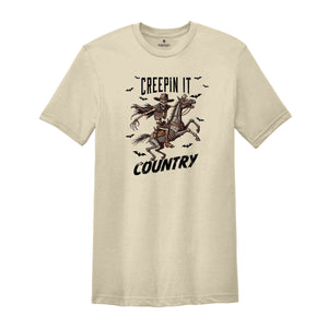 Creepin It Country Shirt, Halloween Skeleton Shirt, Funny Halloween Shirt, Western Halloween Shirt, Spooky Season Shirt, Cowboy Shirt