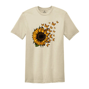 Sunflower Butterfly Shirt, Butterfly Tee, Sunflower Shirt, Floral Shirt, Love Butterfly Shirt, Sunflower Tshirt, Gardener Tee