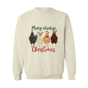 Merry Cluckin Christmas Sweatshirt, Chicken Christmas Sweatshirt, Christmas Farm Animals Sweatshirt, Christmas Sweatshirt, Xmas Sweatshirt