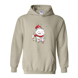 Christmas Lights Cat Sweatshirt, Christmas Cat Mom, Cat Lover Sweatshirt, Meowy Christmas Sweater, Santa Cat Hoodie