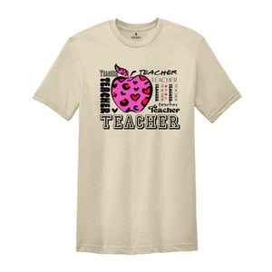 Back To School Shirt , Leopard Teacher Shirt, Teacher Appreciation Shirt, Leopard Apple Teacher Shirt, Kindergarten teacher tee