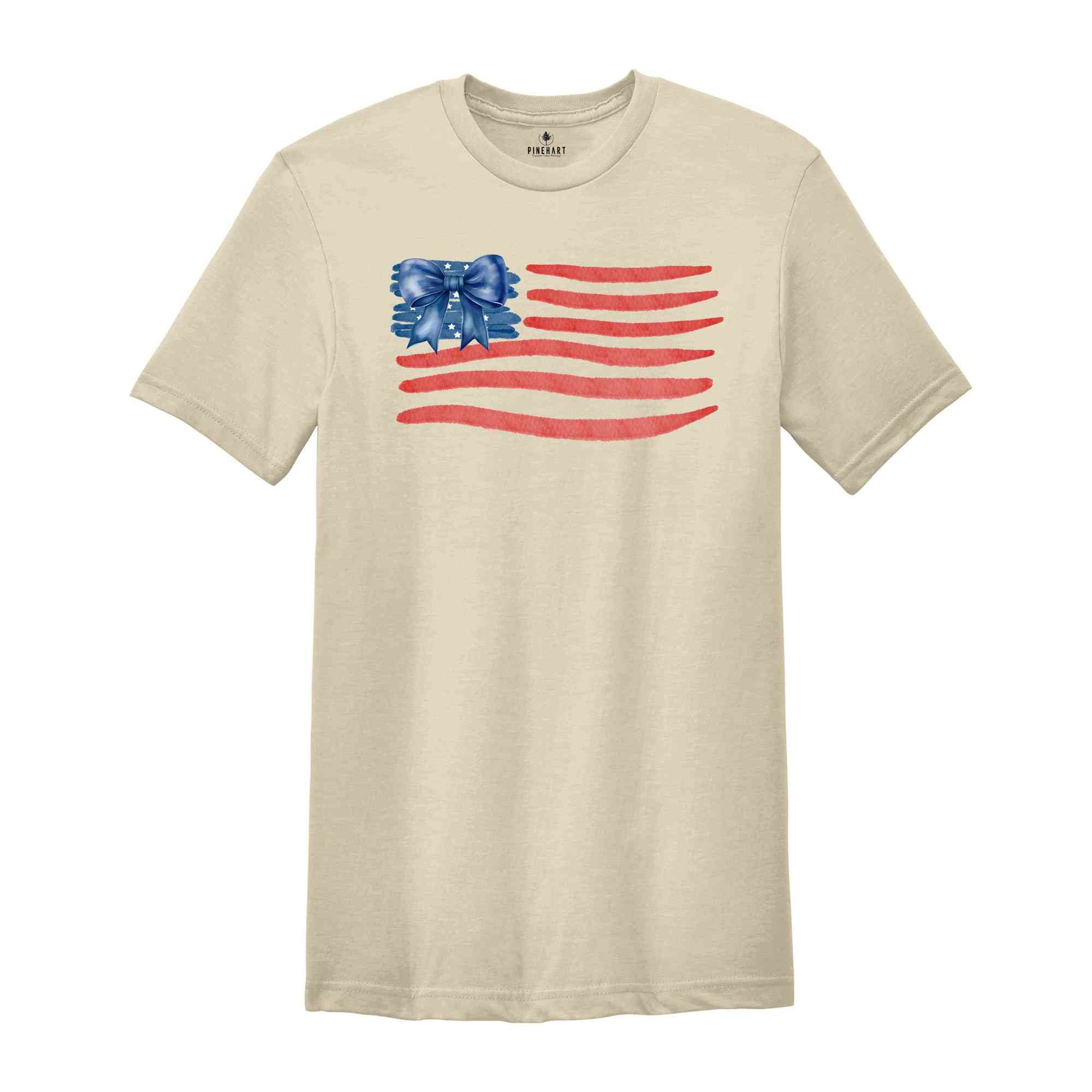 Coquette 4th of July T-Shirt, American Flag Shirt, Retro Independence Day Shirt, Fourth Of July Gifts