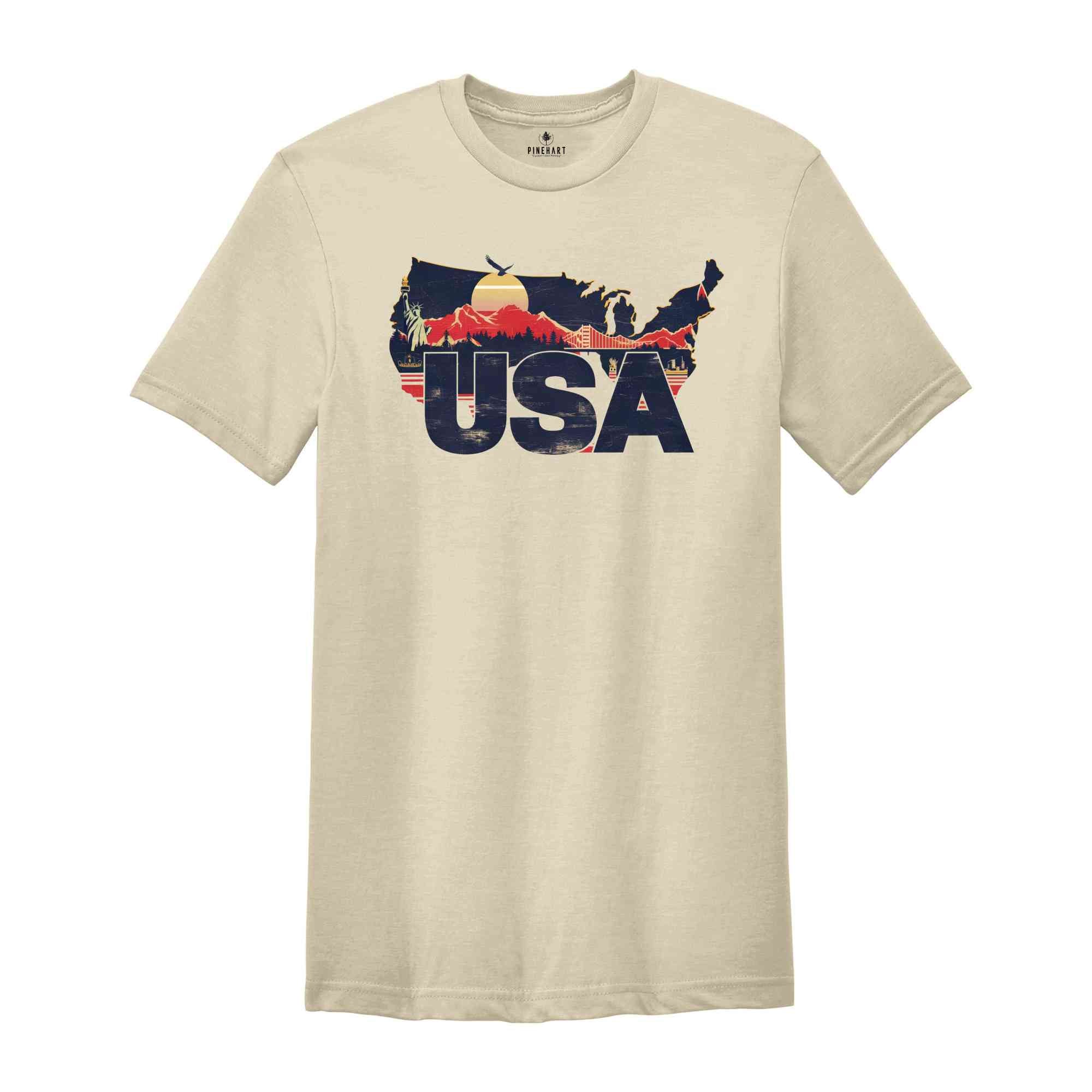 Retro USA Shirt, USA Travel Shirt, Country Travel Shirt, Shirt For Traveler, Travel Lover Gift, Travel Tee, Trip Shirt, America Shirt