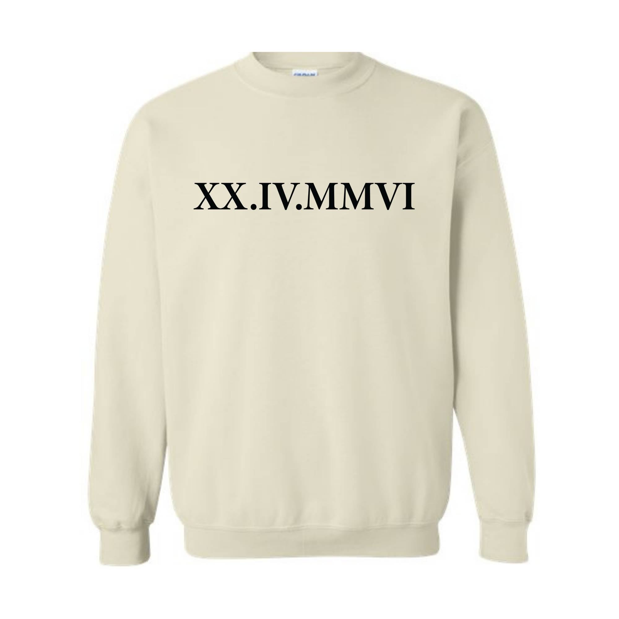 Roman Numeral Custom Sweatshirt, Custom Anniversary Date Couple Sweatshirt, Custom Initials With Heart Sleeve Sweatshirt