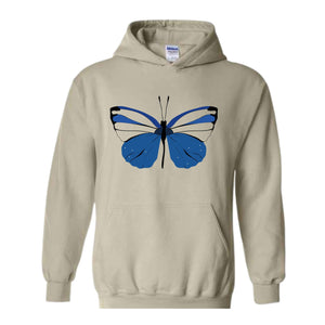 Blue Butterfly Sweatshirt, Butterfly Lover Sweatshirt, Butterfly Hoodie, Butterflies Sweater, Blue Lover Gift, Woman Butterfly Sweatshirt