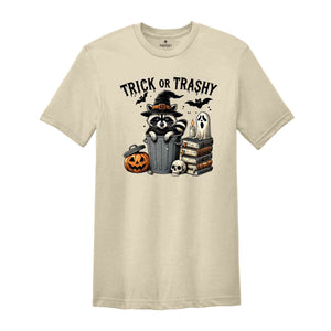 Trick Or Trashy Raccoon Halloween Shirt, Cute Raccoon T-shirt, Retro Raccoon Tee, Halloween Raccoon Tee, Pumpkin Gift