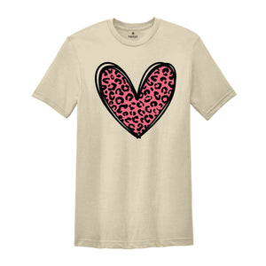 Leopard Heart T-Shirt, Heart Shirt, Love Shirt, Leopard Print Shirt, Leopard Print Shirt, Cute Heart Shirt For Women