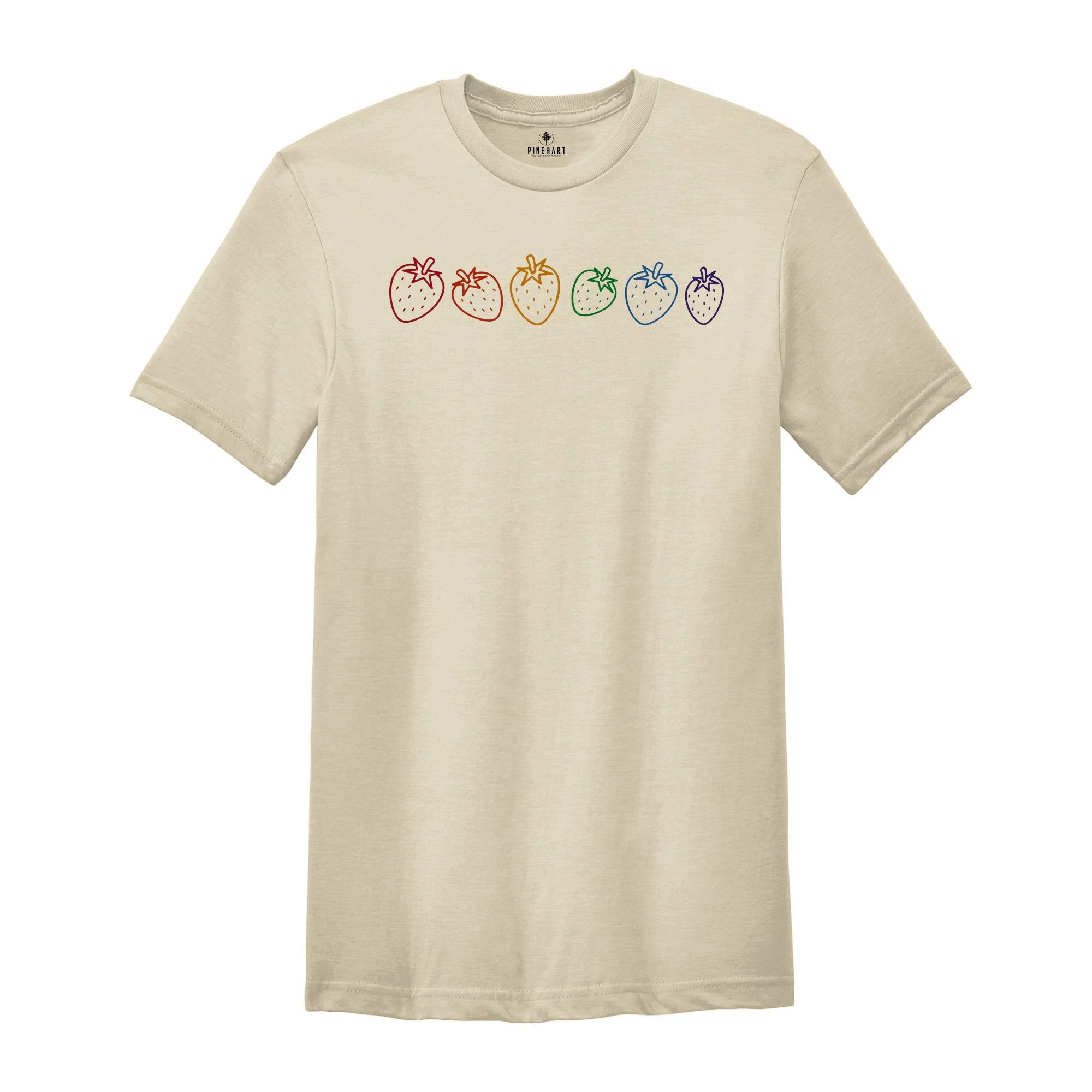 Rainbow Strawberries Shirt, Strawberrie Shirt, Motivational Shirt, Rainbow Heart Shirt, Lgbt Pride Shirt, Pride Parade Shirt