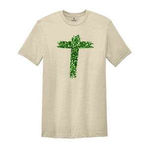 Green Cross Shirt, Christian Cross Shirt, Saint Partricks Day Cross Shirt, Christian Shirt, Christian Cross Tee