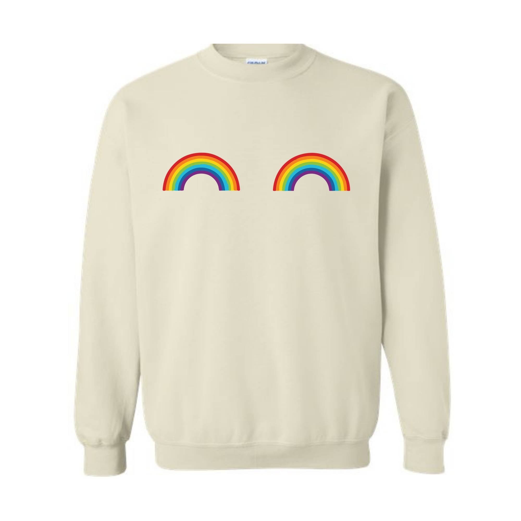 Rainbow boobs Sweatshirt, Cute boobs Crewneck, Breast Boobs Sweatshirt, Free the Nipple Sweatshirt, Gay Pride Sweatshirt, LGBT Crewneck