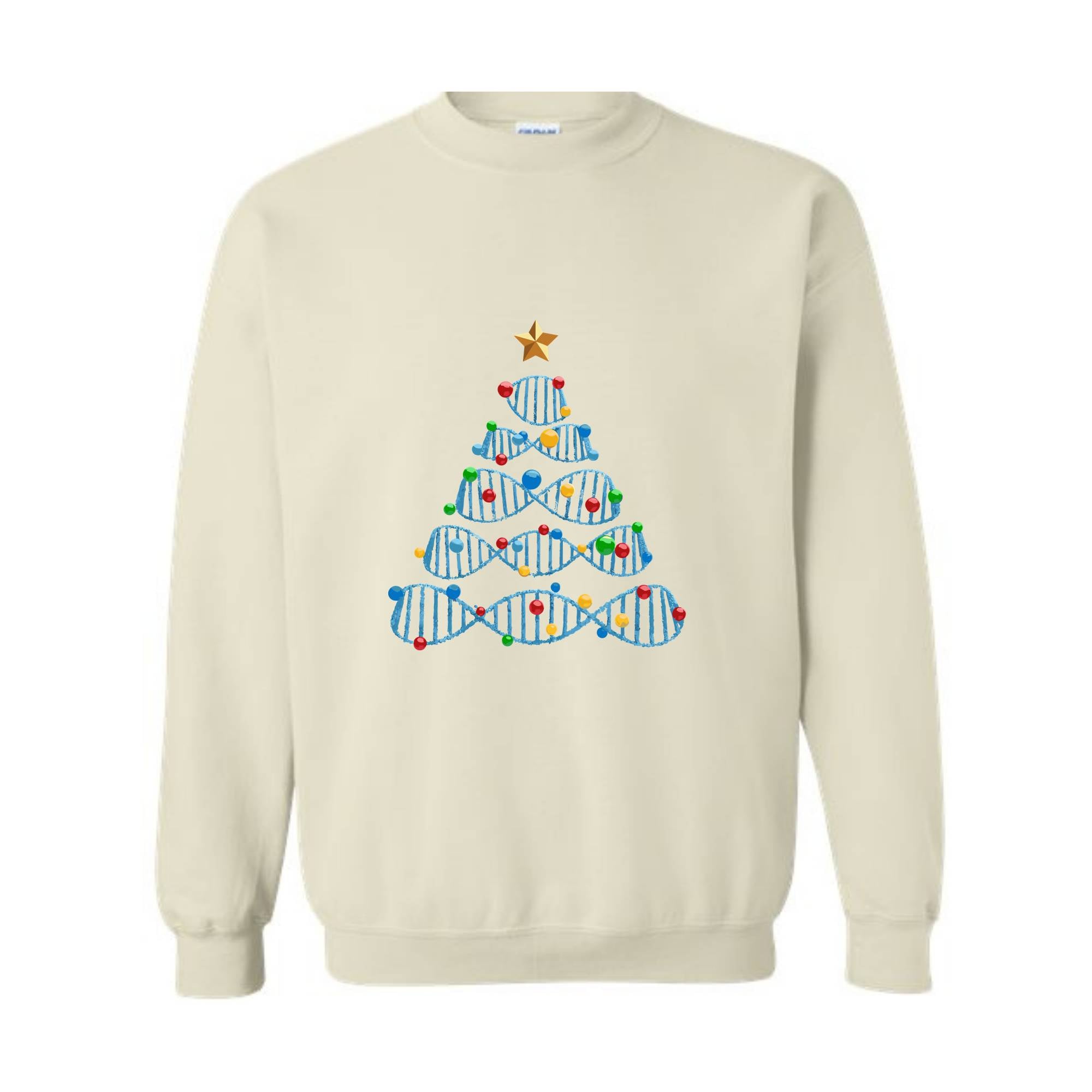 DNA Christmas Tree Sweatshirt, Science Puns Chemistry Gift