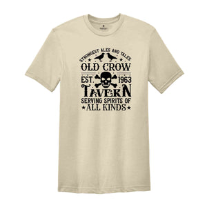 Strongest Ales And Tales Old Crow Tavern Shirt, Halloween Shirt, Spooky Pumpkin Shirt, Halloween Party Shirt, Halloween Gift