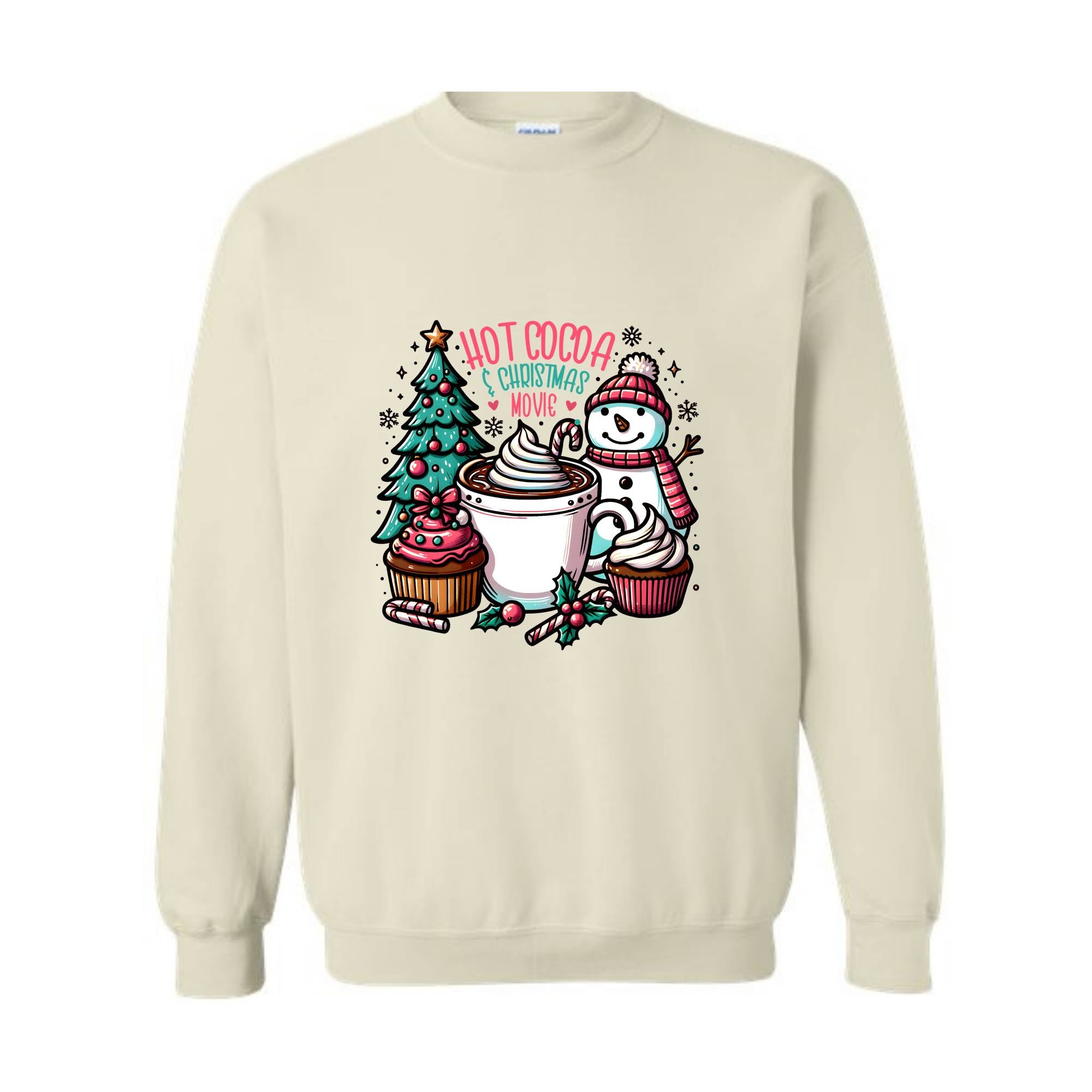 Hot Cocoa And Christmas Movie Sweatshirt, Christmas Sweatshirt, Hot Cocoa Sweatshirt, Christmas Gifts