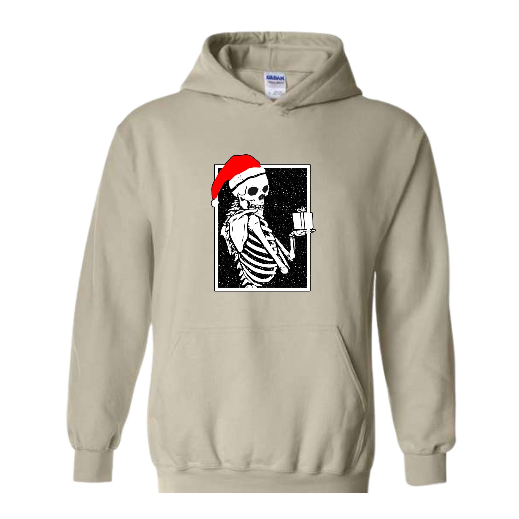 Skeleton With A Gift Christmas Sweatshirt, Merry Christmas Sweatshirt, Holiday Season, Spooky Santa Surprises Sweatshirt