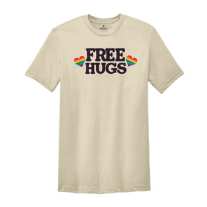 Free Hugs Rainbow Heart Shirt, Pride Month Shirt, Rainbow Heart Shirt, Hug T-shirt, LGBT Hug Tshirt, Rainbow Flag Heart Tee