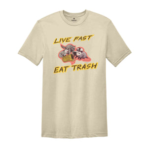 Live Fast Eat Trash Shirt, Funny Raccoon T-shirt, Raccoon Meme Shirt, Animal Lover Gift, Funny Meme Tee