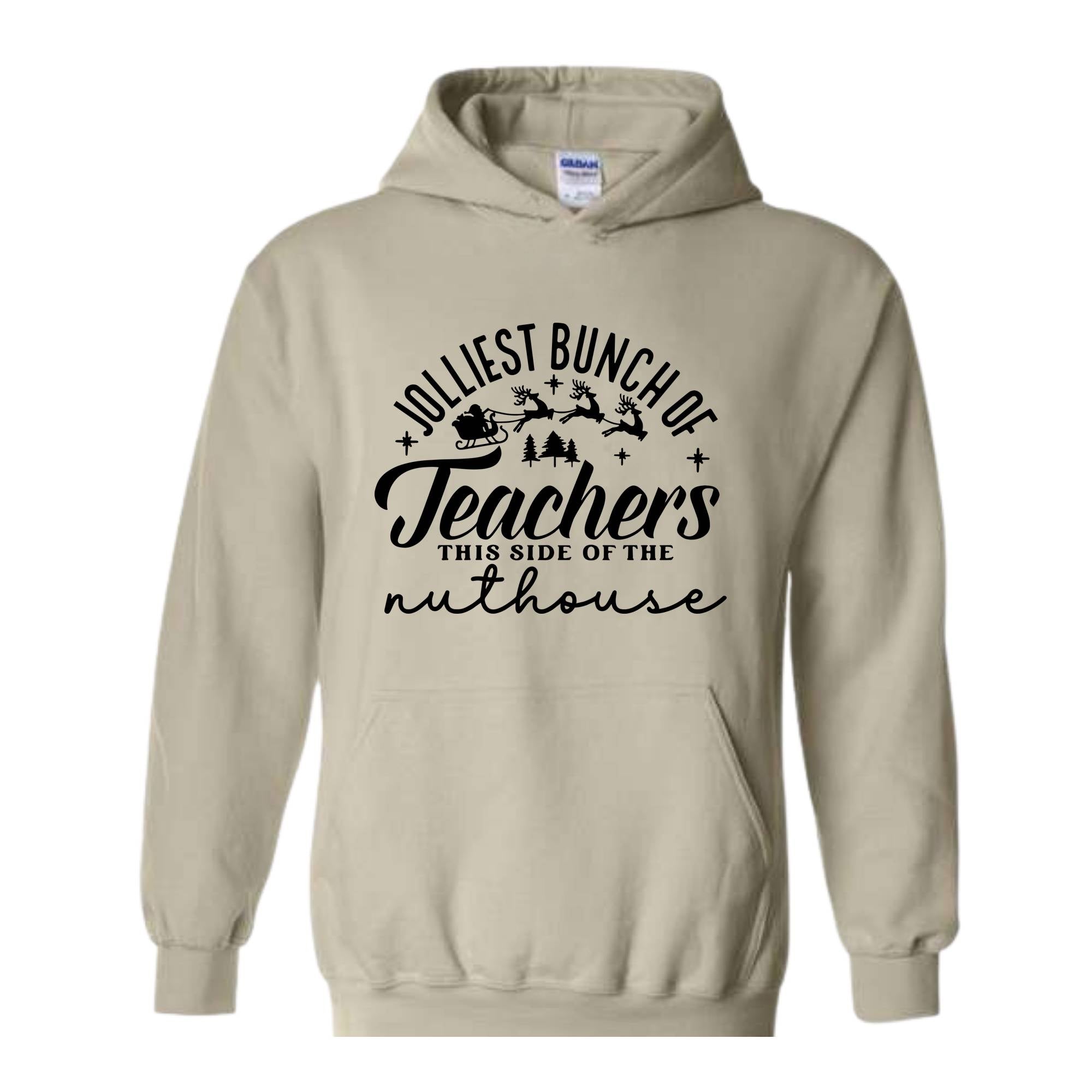 Jolliest Bunch of Teachers Sweatshirt, Teacher Christmas Sweater, School Christmas Sweatshirt, Xmas Teacher Hoodie