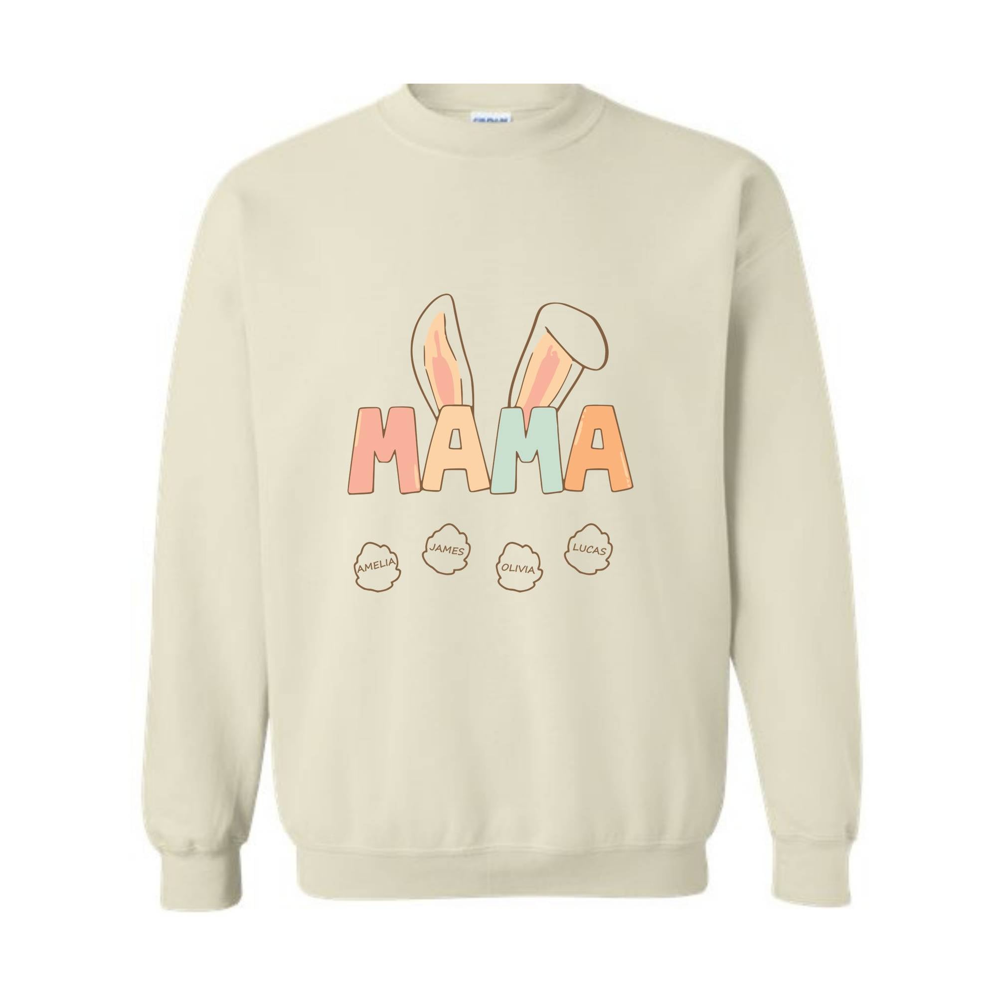 Custom Mama Easter Sweatshirt, Mama Sweatshirt With Kids Names, Happy Easter Sweater, Personalized Easter Day Sweater