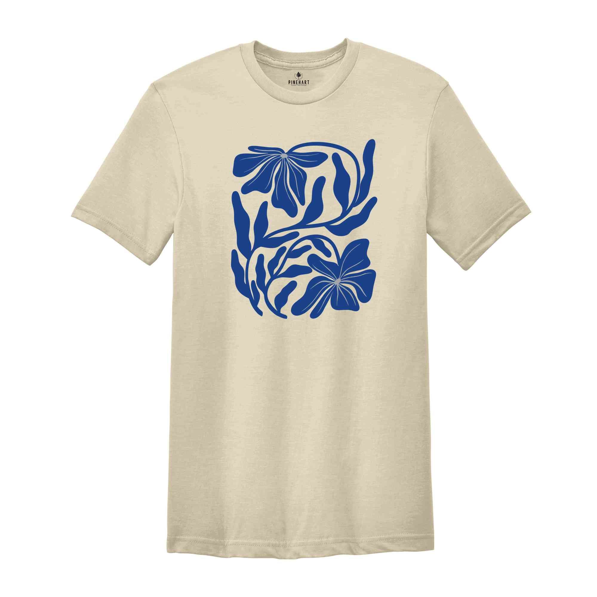 Blue Flower Shirt, Floral Shirt, Mothers Day Gift Shirt, Gardener T-shirt, Flowers Gift, Botanical Shirt