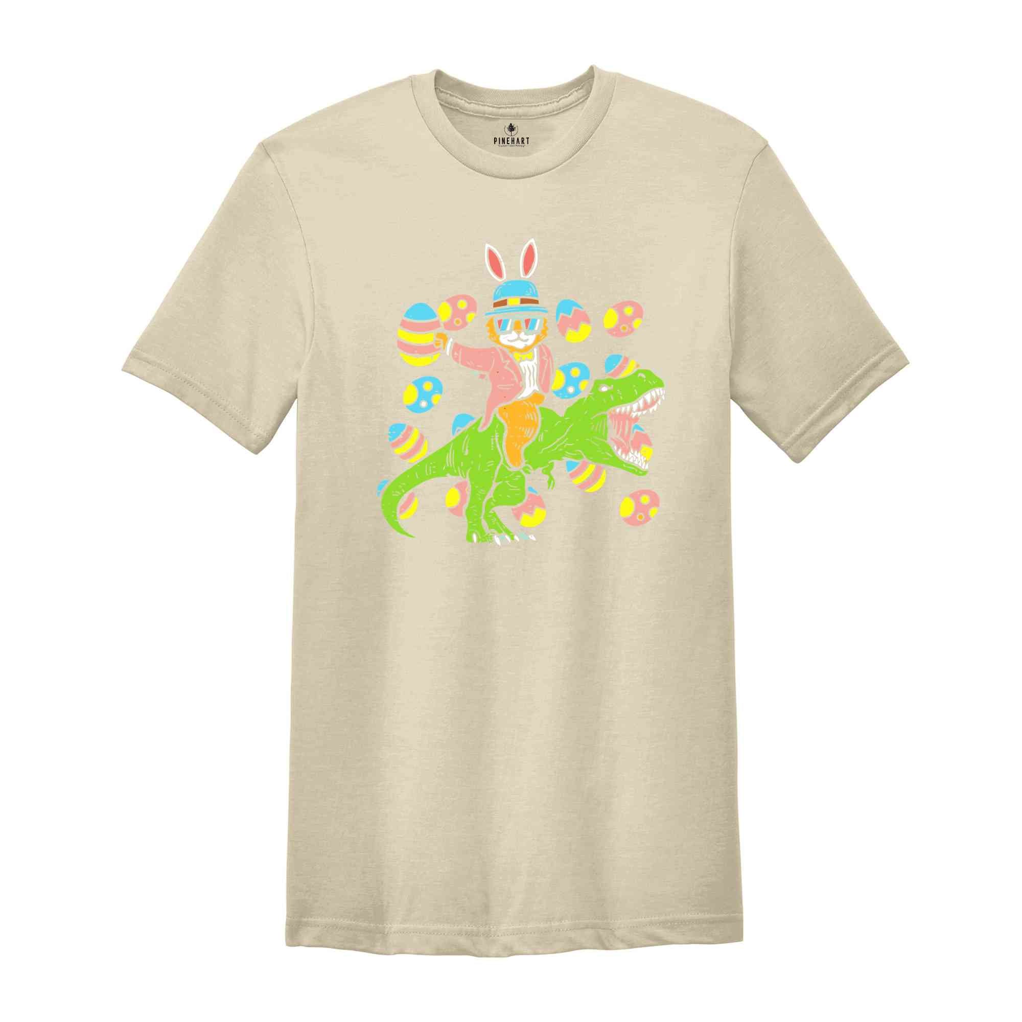 Easter Bunny Riding Dino T-Shirt, Love Easter Shirt, Cute Bunny Shirt, Easter Flower Shirt, Easter Family Shirt, Dinosaur T-Shirt