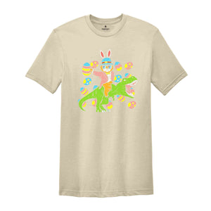 Easter Bunny Riding Dino T-Shirt, Love Easter Shirt, Cute Bunny Shirt, Easter Flower Shirt, Easter Family Shirt, Dinosaur T-Shirt