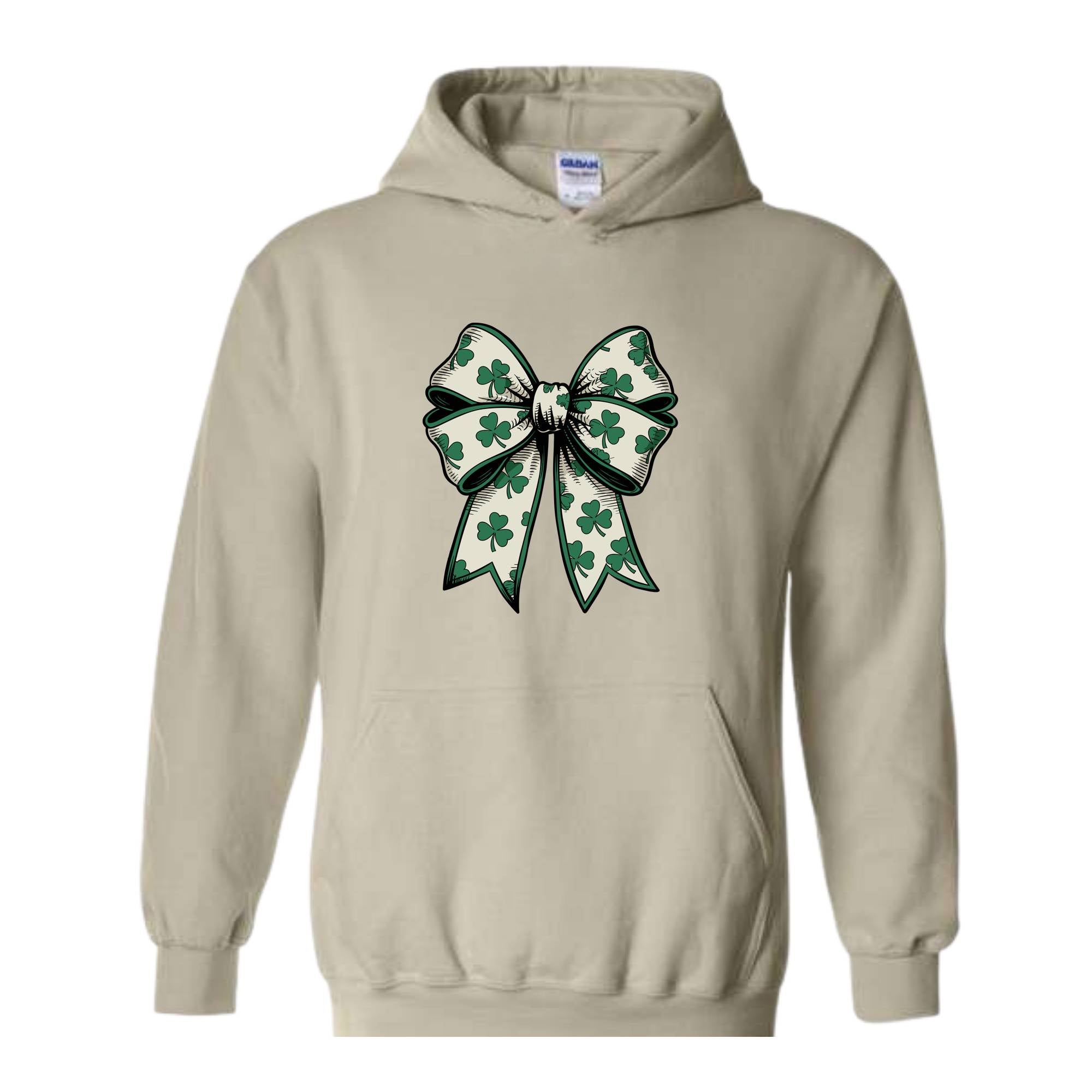 St Patrick's Day Bow Sweatshirt, St Patrick's Day Hoodie, Lucky Shamrock Hoodie, St Patrick's Gift, St Patty's Hoodie, Irish Bow Hoodie