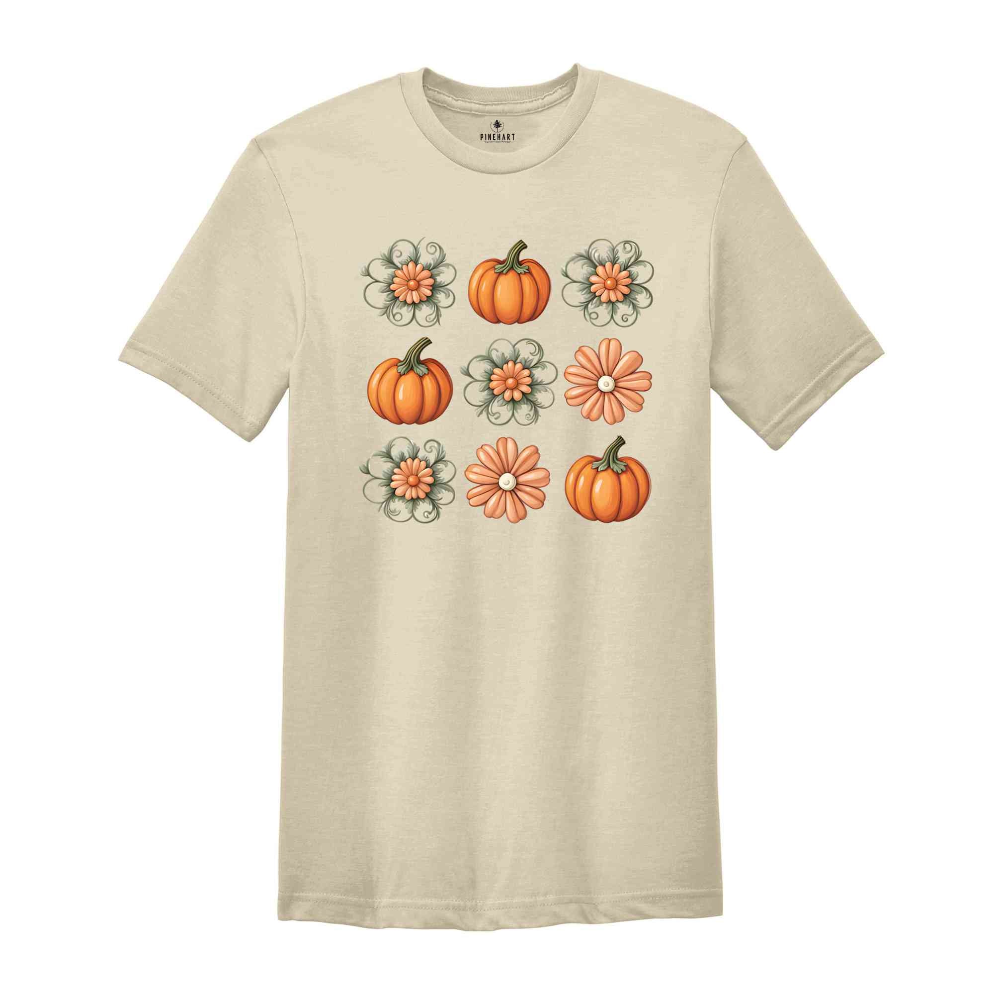 Flower Pumpkin Shirt, Fall Pumpkin Shirt, Flower Shirt, Autumn Shirt, Cozy Season Shirt, Pumpkin Spice Shirt, Hello Pumpkin Shirt