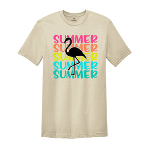 Summer Flamingo Shirt, Summer Vacation T-Shirt, Beach Shirt, Summer Tee, Summer Time Shirt, Tropical Shirt, Travel T-Shirt, Beachy Shirts