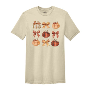 Retro Fall Pumpkin Bow Shirt, Fall Coquette Bow shirt, Autumn Pumpkin Tee, Fall T-Shirt , Autumn Bow Shirts