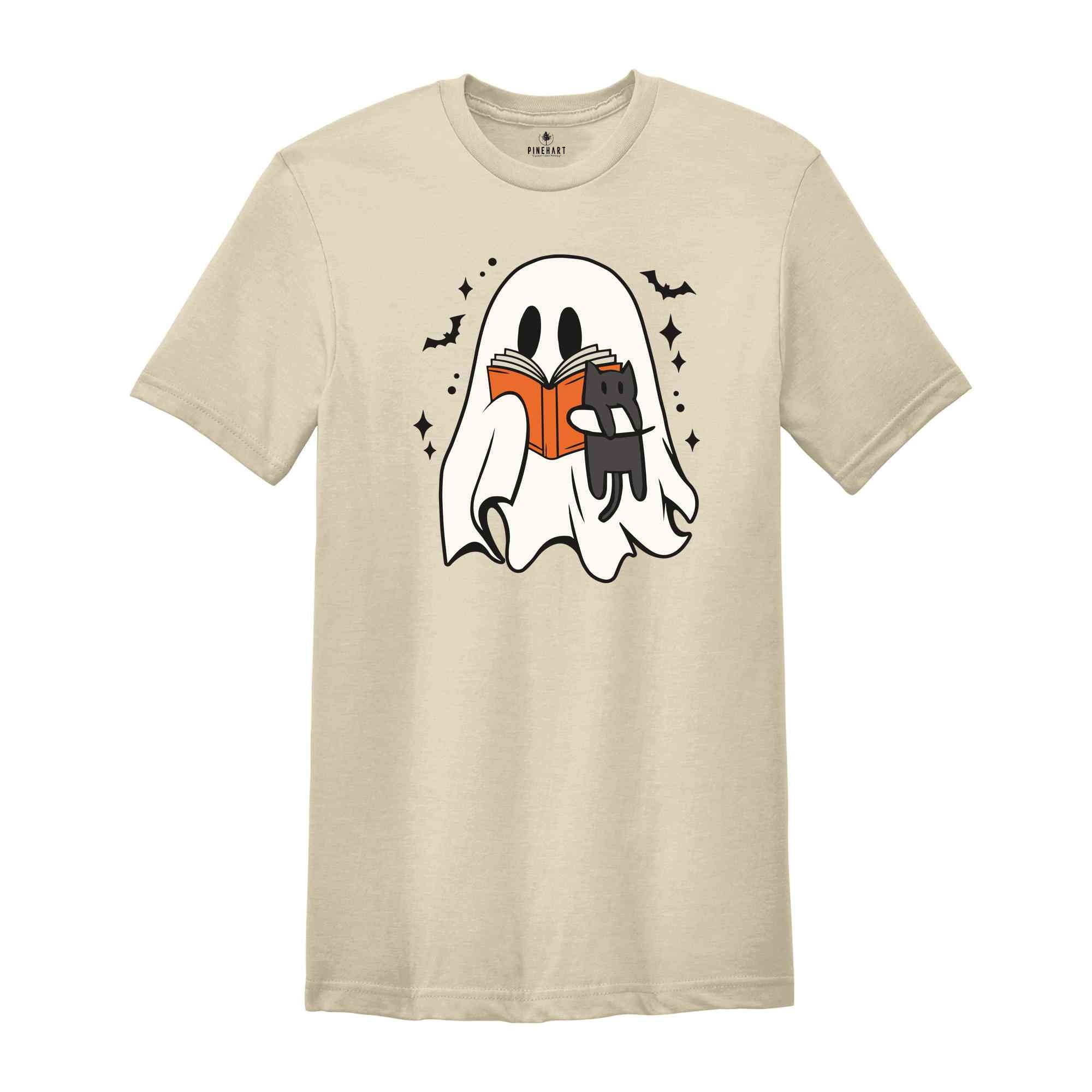 Cute Bookish Ghost Shirt, Boo Shirt, Halloween Librarian Shirt, Spooky Season Shirt, Bookworm Gift, Ghost Reading Book Shirt, Spooky Shirt