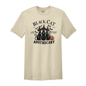 Black Cat Apothecary tshirt, Vintage Halloween Black Cat Shirt, Cat Lover Shirt, Retro Halloween Shirt, Halloween Shirt