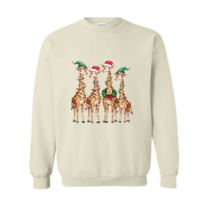 Christmas Giraffe Sweatshirt, Giraffe Christmas Shirt, Xmas Holiday Sweater, Christmas Gift, Animal Lover Christmas Hoodie