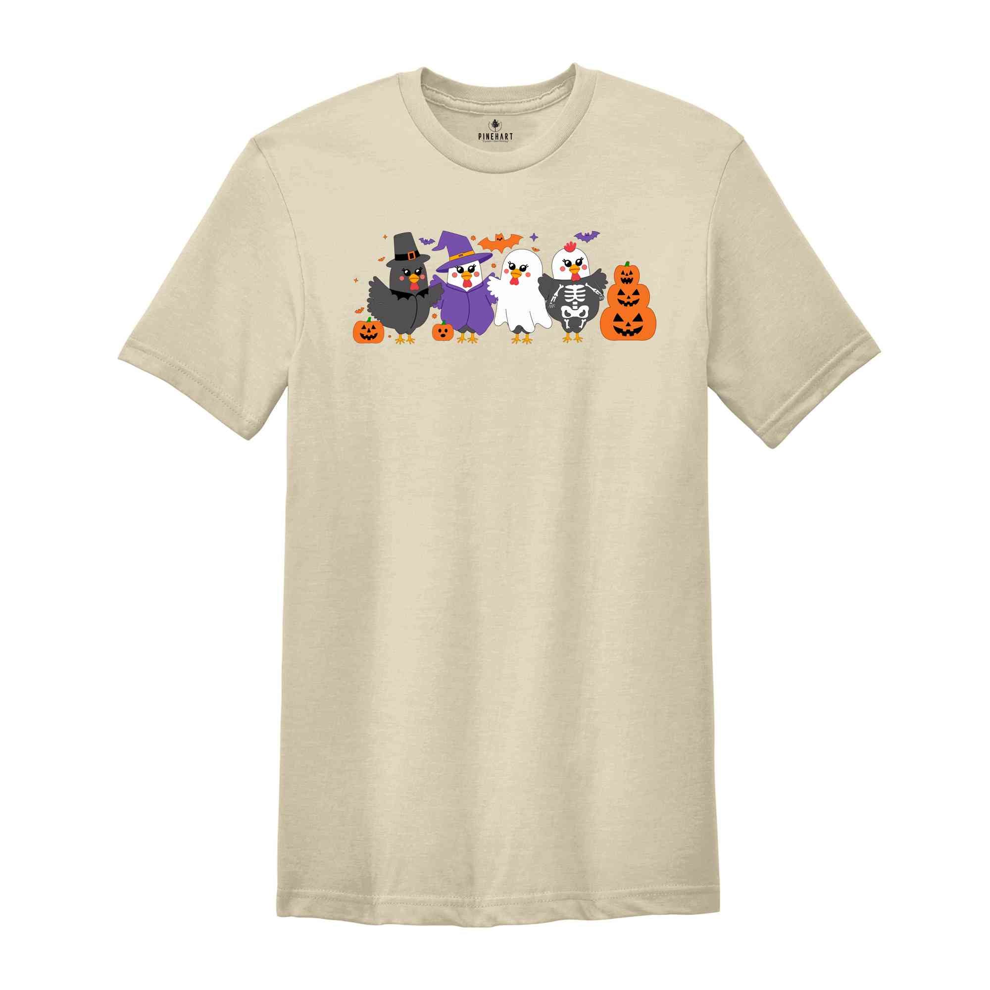 Funny Halloween Chickens Shirt, Spooky Chicken Shirt, Halloween Pumpkin Shirt, Halloween Chicken Shirt, Halloween Chicken Party Shirt