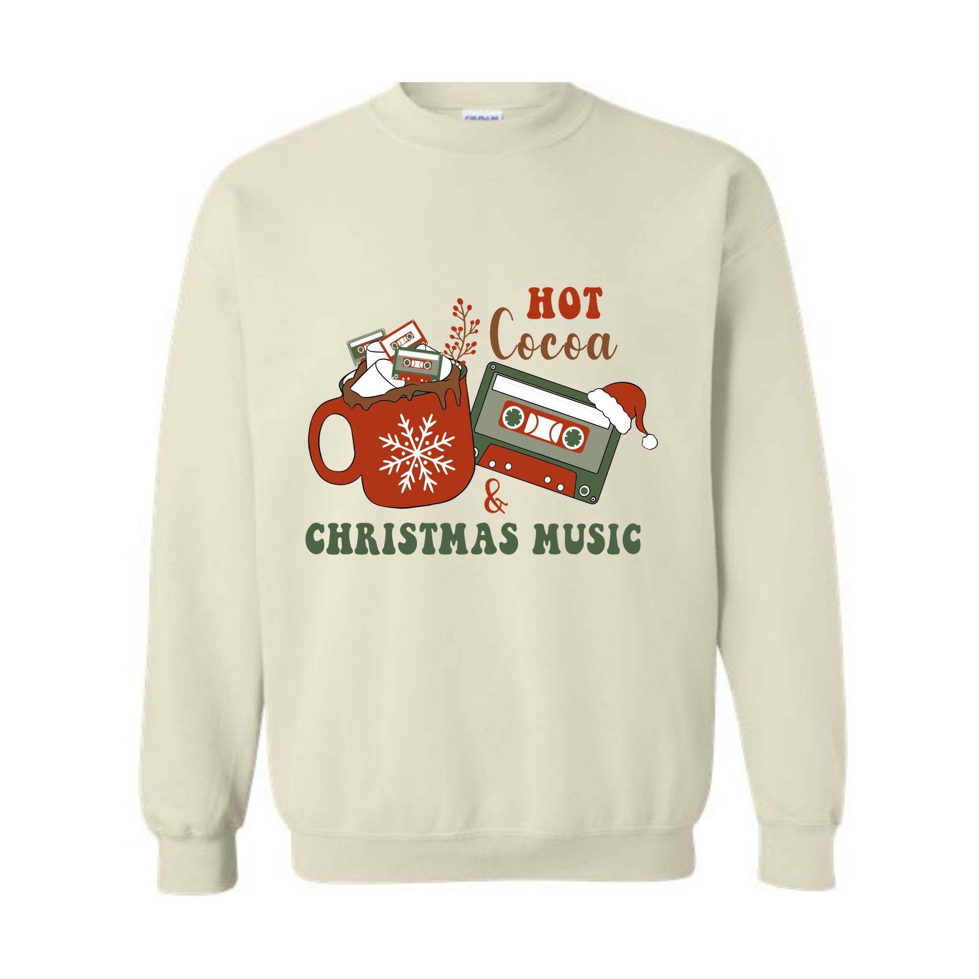 Hot Cocoa and Christmas Music Sweatshirt, Christmas Party Sweater, Christmas Family, Hot Cocoa Drinks Sweatshirt