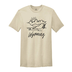 Wyoming Mountain Sunset Shirt, Travel Road Trip, Wyoming Shirt, Wyoming State Shirt, Vintage Wyoming Shirt, Wyoming Gift