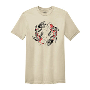 Japanese Street Wear, Japanese Art T-Shirt, Koi Fish Tee, Japanese Koi Fish, Yin Yang Art Drawing Shirt, Cute Animal Gift