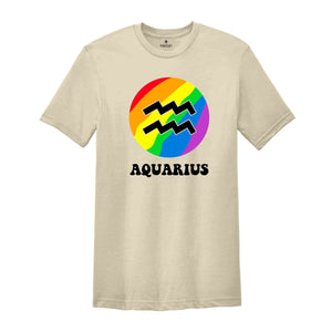 Aquarius LGBT Shirt, Zodiac Sign Shirt, Aquarius Birthday Shirt, LGBTQ Pride Shirt, Pride Month Shirt, Rainbow Shirt, Zodiac Tshirt