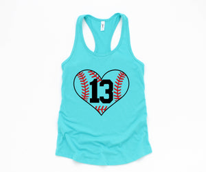 Personalized Heart Baseball Mom Shirt, Custom Baseball Mom Tank, Mom Shirt, Sports Mom Tank Top, Sports Tank