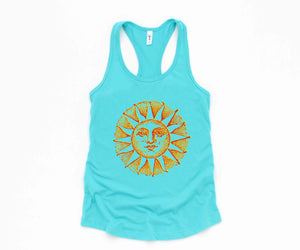 Vintage Sun Tank Top, Boho Sun Tank Top, Summer Tops, Vintage Apparel, Beach Lovers Gift, Workout Tank