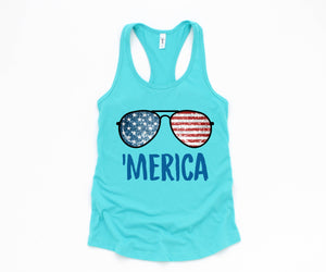 Merica Sunglasses Tank Top, July 4th Tank Top, USA Tank Top, Independence Day, 4th Of July Tank Top, Fourth Of July Outfit, Summer Tank Top