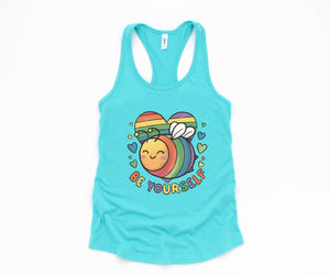 Cute LGBTQ Bee Tank Top, LGBTQ Pride Tank Top, Gay Pride Tank Top, Pride Month Tank Top, Love Is Love Tank Top, Rainbow Heart Tank Top